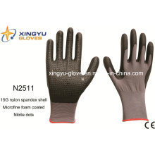 Nylon Spandex Shell Nitrile Coated Saftey Work Gloves (N2511)